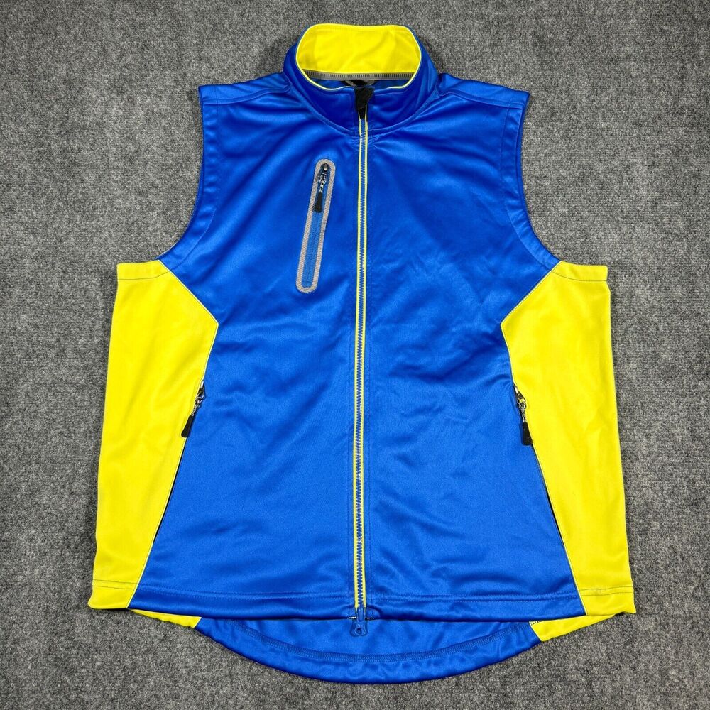 Zero Restriction Vest Mens Large Blue Yellow Tour Series Full Zip Golf